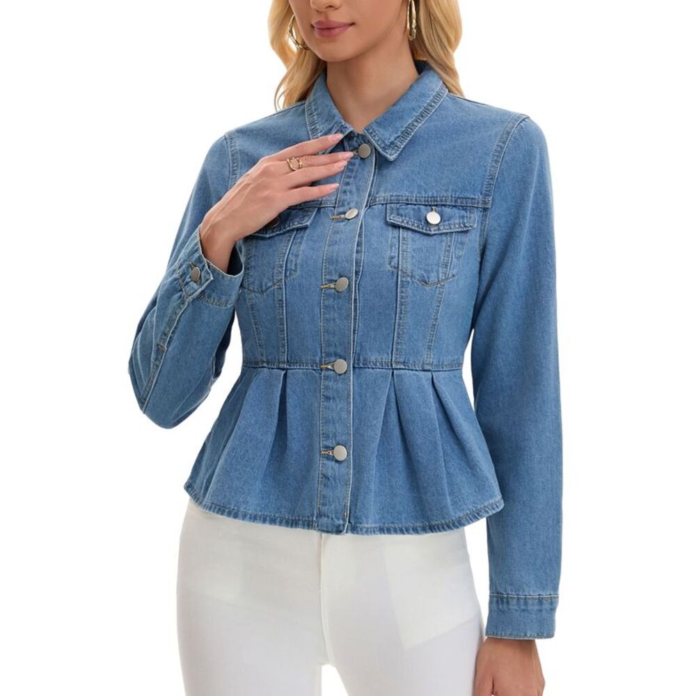 Women's Peplum Denim Jacket Light Blue